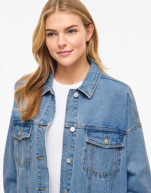 Vila oversize kurtka jeansowa w jasnym denimie, 4 z 4