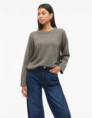 VILA - Oversize-Strickpullover in Falke-Brown