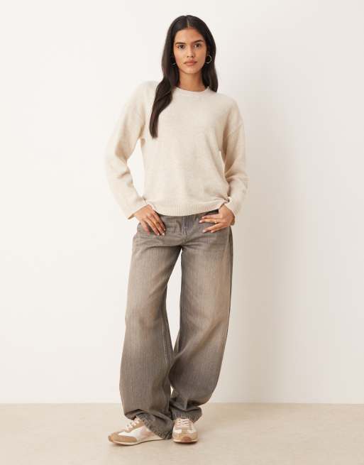 Vila – Oversize-Strickpullover in meliertem Creme, 2 von 4