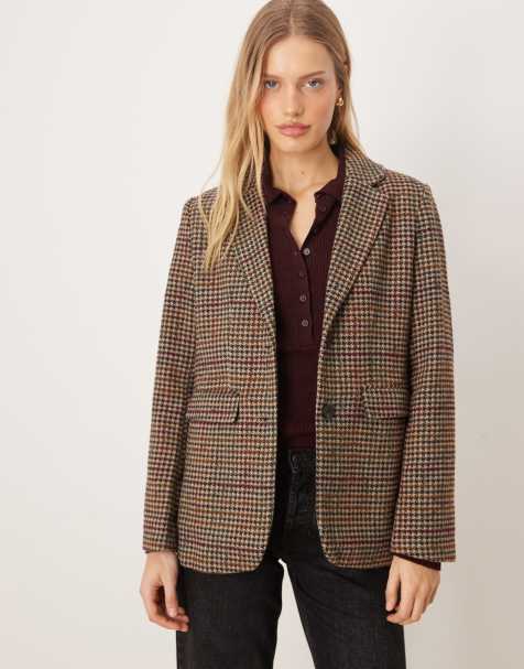 VILA - Oversized blazer met woltextuur in bruine ruit - view 1