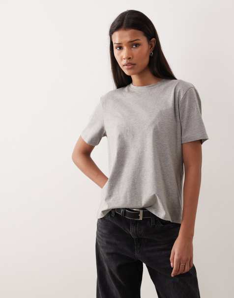Vila oversized boyfriend fit t-shirt in medium grey melange