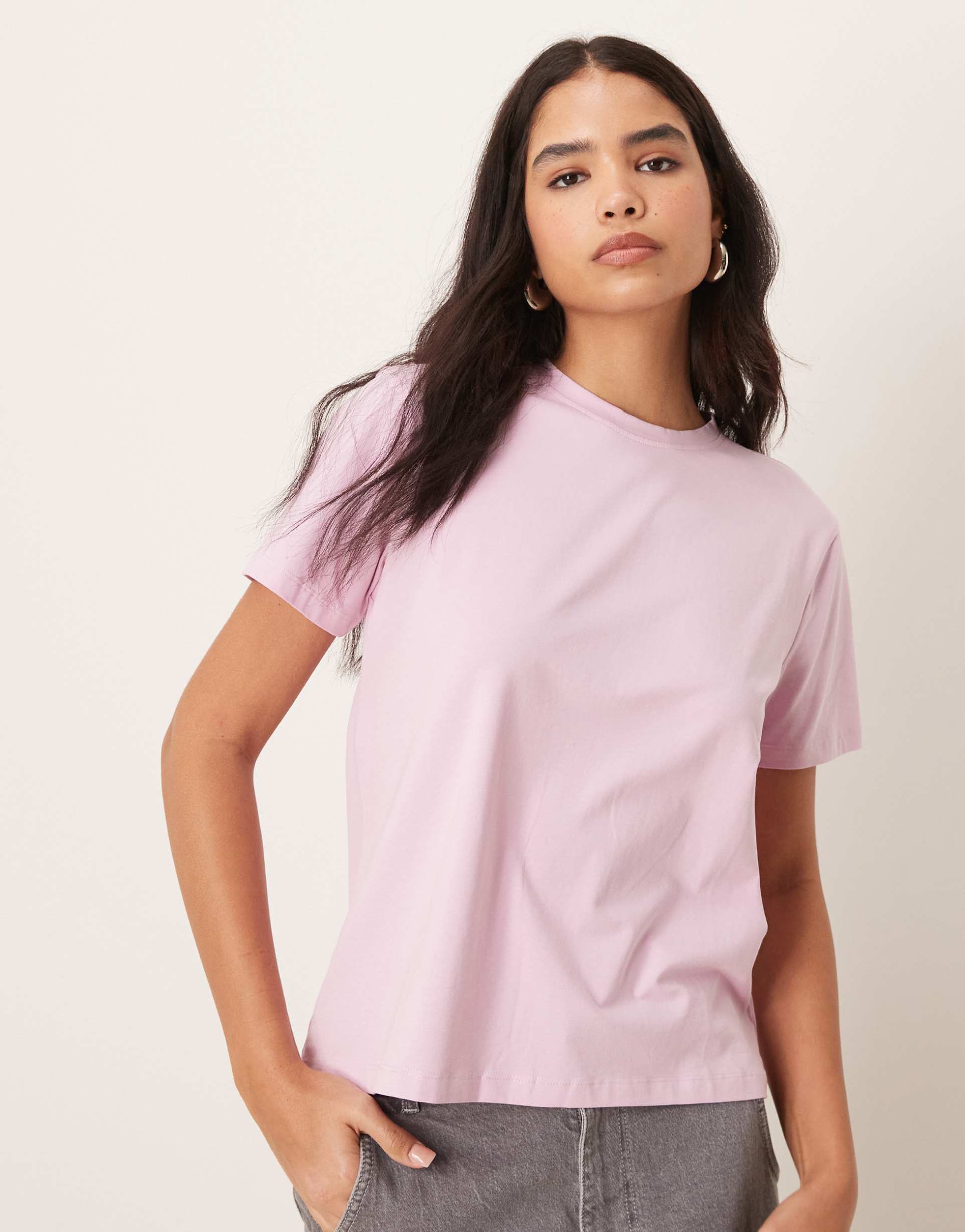 vila oversized boyfriend fit t-shirt in orchid pink