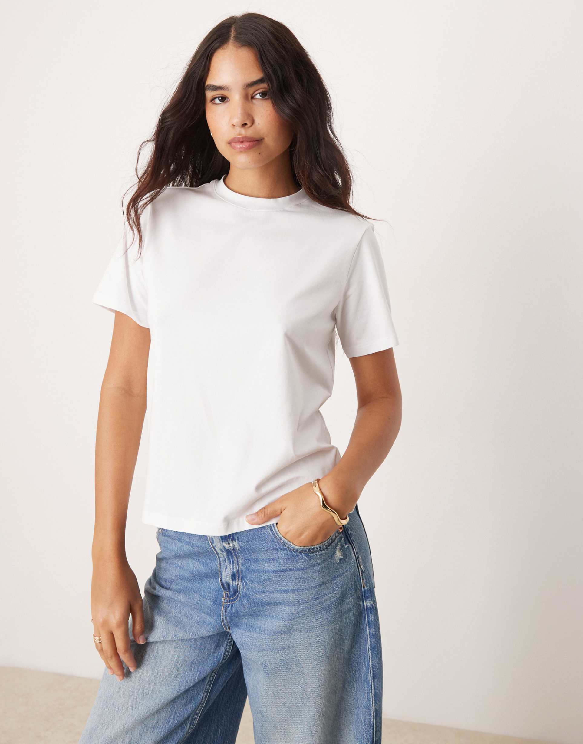 vila oversized boyfriend fit t-shirt in white