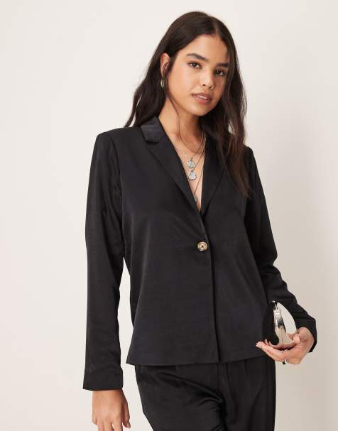 VILA oversized button front blazer in black - part of a set - view 1