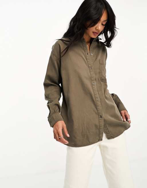 Khaki denim outlet shirt womens