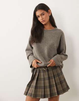 Vila Oversized Knit Sweater In Gray