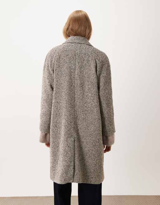 Vila oversized lapel formal midi coat in cream melange, 4 of 4