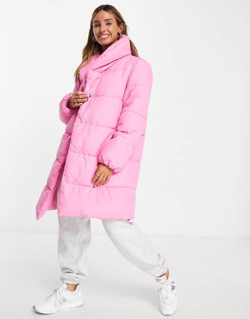 Vila padded coat in bright pink ASOS