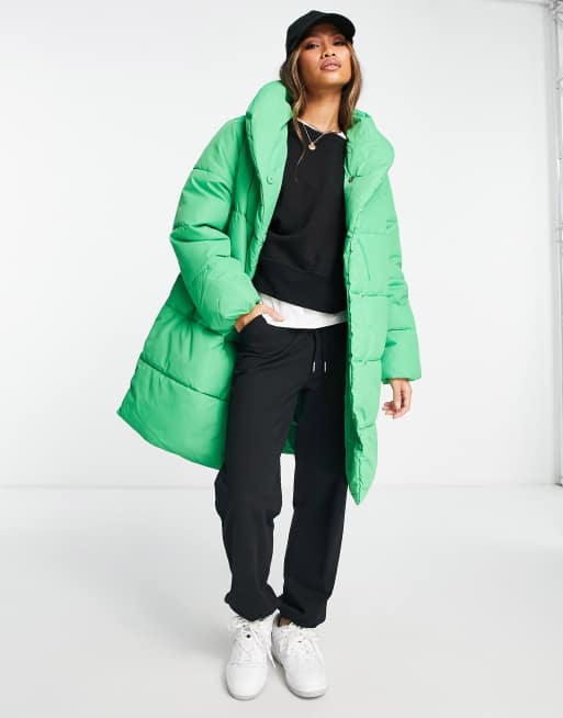 Padded store green coat