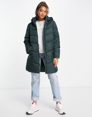 Vila padded coat with hood in green - MGREEN - ASOS Price Checker