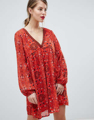 paisley print shift dress