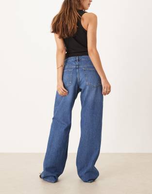 Vila Palma Mid Waist Wide Leg Jeans In Black