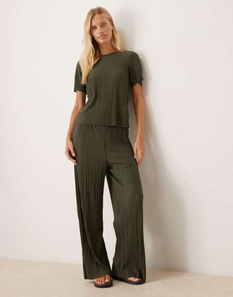 VILA - Pantalon ample plissé d'ensemble - Kaki foncé - view 1