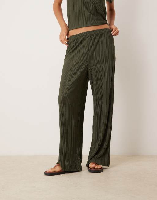 VILA - Pantalon ample plissé d'ensemble - Kaki foncé, 5 de 5