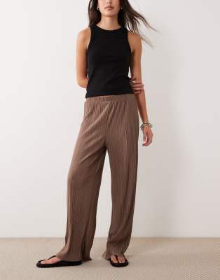 Pantalon ample plissé d'ensemble - Marron 2XL