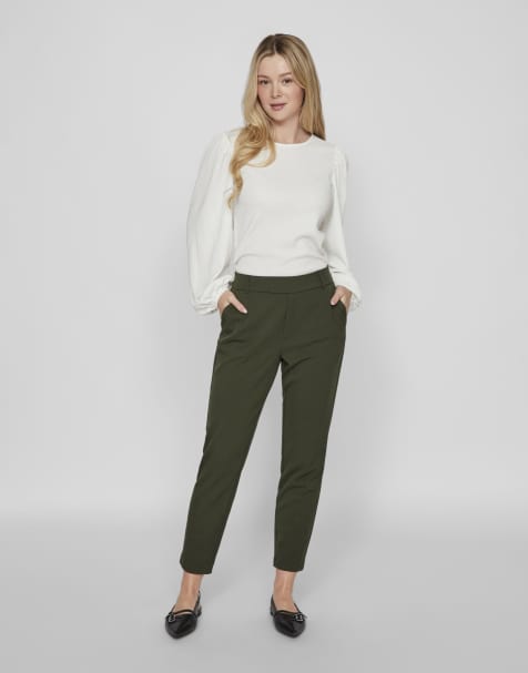 VILA - Pantalon ample - Vert kombu - view 1