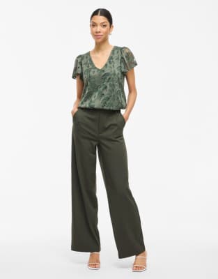 Vila - Pantalon ample - Vert limon