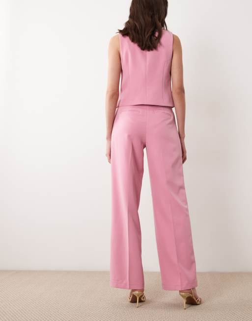 Vila - Pantalon d'ensemble ajusté à taille haute - Rose clair, 5 de 5