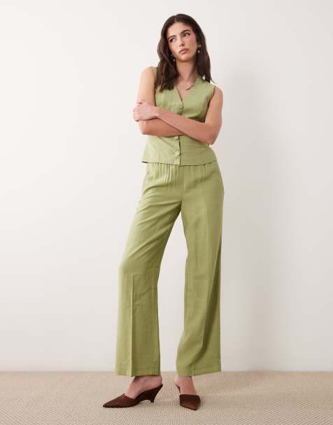 Vila - Pantalon d'ensemble ajusté à taille mi-haute - Vert sauge - view 1