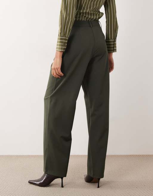 VILA - Pantalon d'ensemble ample à taille haute - Kaki foncé, 4 de 5