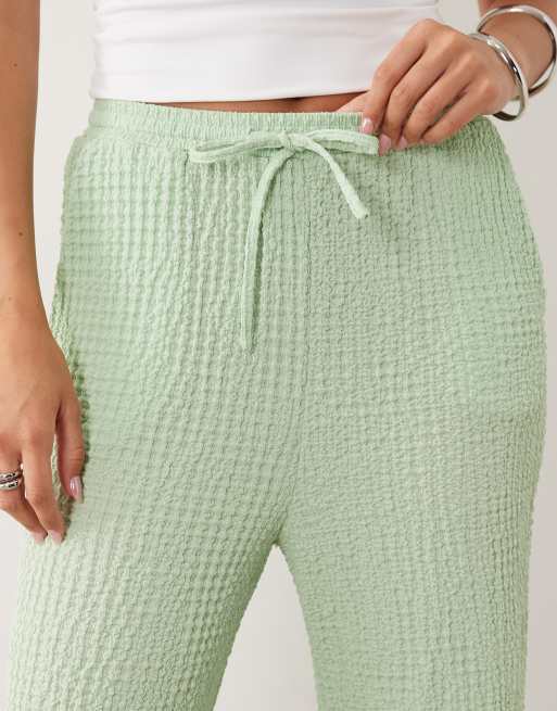 Vila - Pantalon en jersey texturé à taille nouée - Vert sauge, 5 de 5
