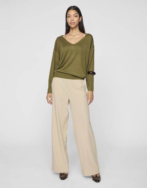 VILA - Pantalon large - Coquille