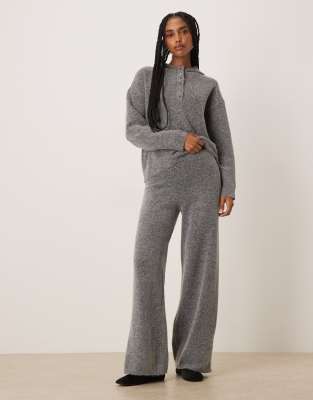 VILA - Pantalon large d'ensemble en maille - Gris moyen chiné