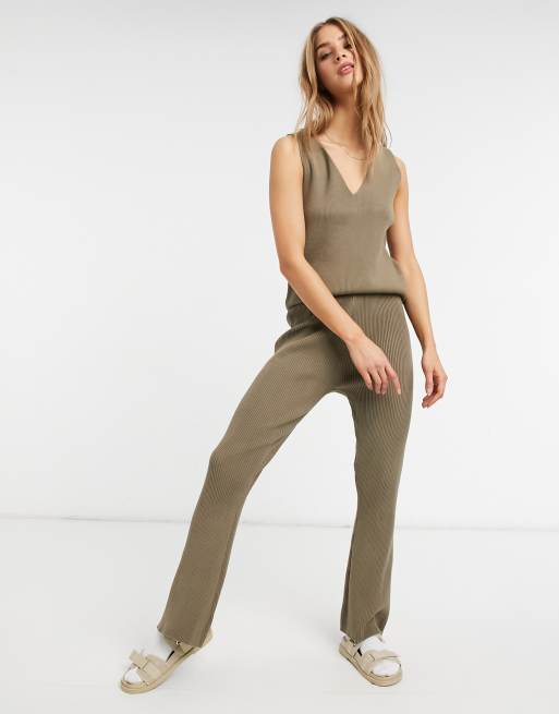 Vila - Pantalon large d'ensemble en maille - Taupe, 4 de 4