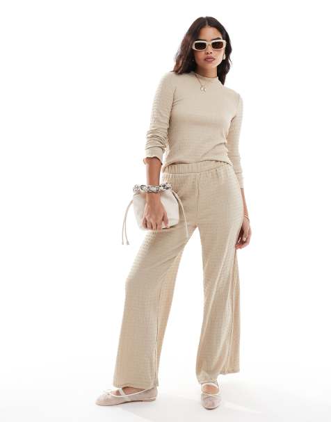 Vila - Pantalon texturé ample d'ensemble - Crème - view 1