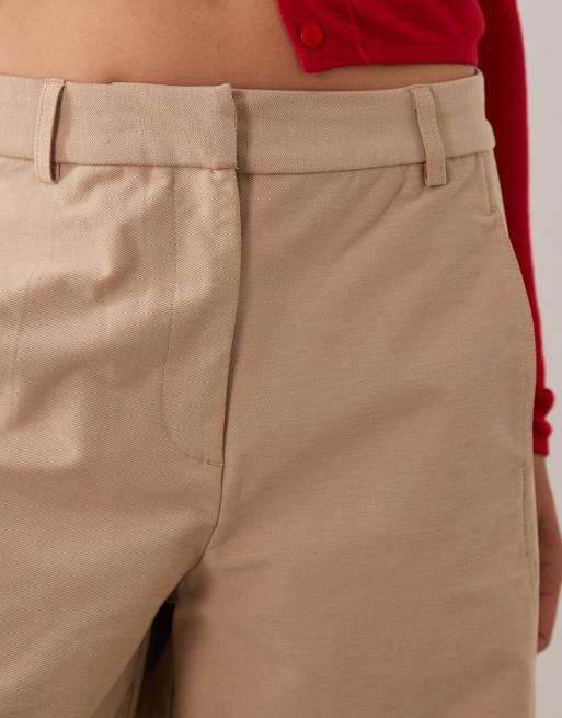 VILA - Pantalones de sastre color tostado de pernera barrel depurada, 4 de 5