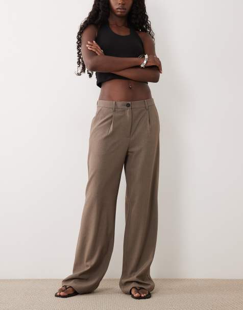 Vila - pantalones de traje anchos con pinzas en falcon melange - view 1