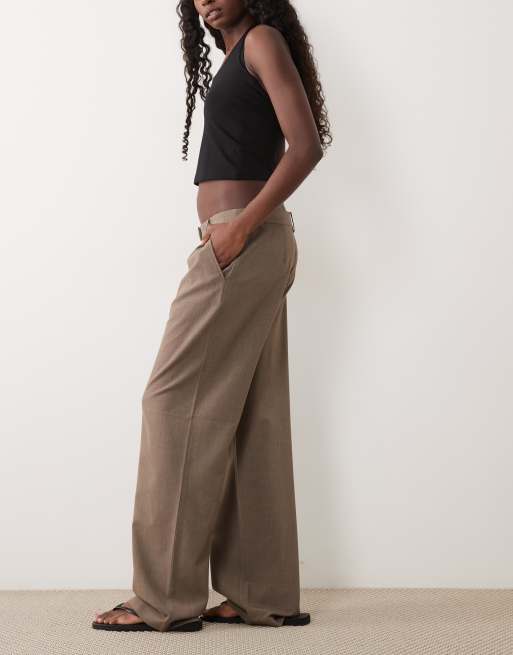 Vila - pantalones de traje anchos con pinzas en falcon melange, 2 de 5