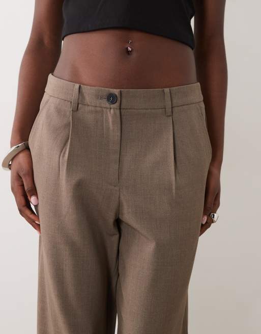 Vila - pantalones de traje anchos con pinzas en falcon melange, 3 de 5