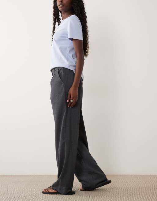 Vila - pantalones de traje anchos con pinzas en gris oscuro jaspeado, 2 de 5