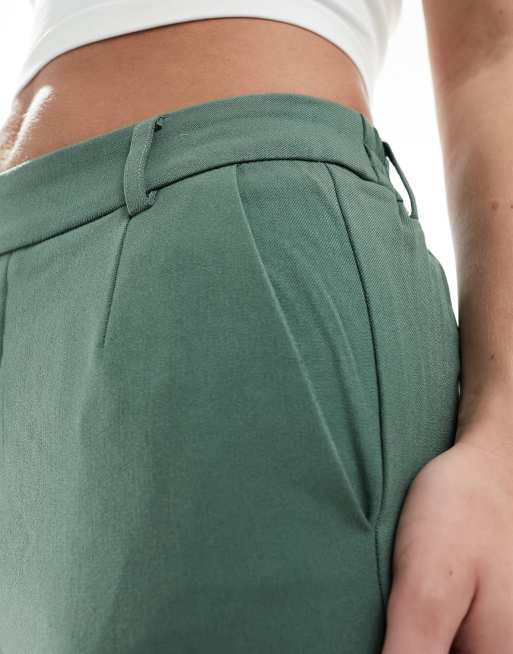 Vila - Pantaloni con fondo ampio a vita alta verdi in coordinato, 5 di 5