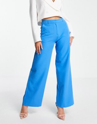 Vila tailored suit wide leg trousers in blue - ASOS Price Checker