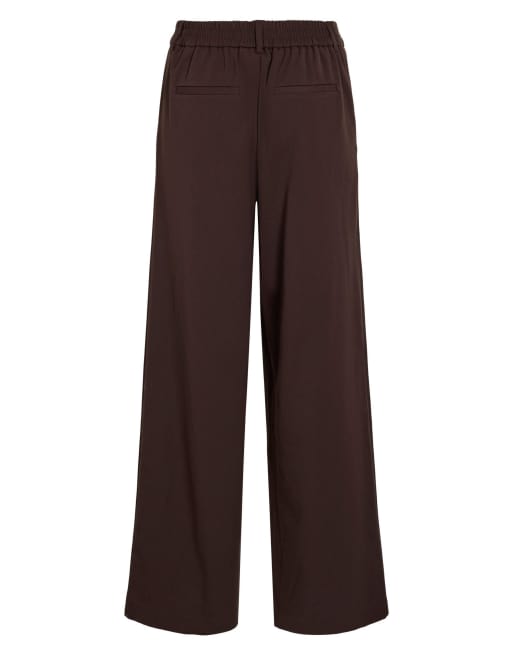 Vila - Pantaloni sartoriali a fondo ampio a vita alta marroni, 6 di 6