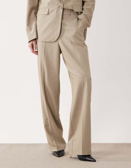 VILA - Pantaloni sartoriali dritti color seneca rock mélange in coordinato, 2 di 5