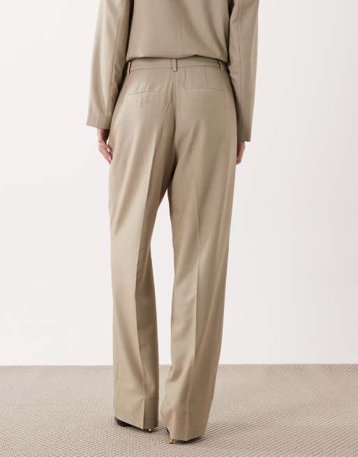 VILA - Pantaloni sartoriali dritti color seneca rock mélange in coordinato, 3 di 5
