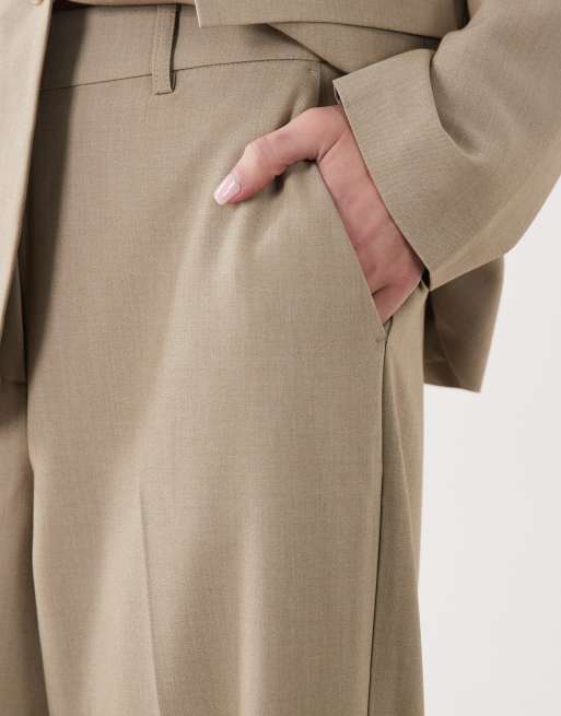 VILA - Pantaloni sartoriali dritti color seneca rock mélange in coordinato, 5 di 5