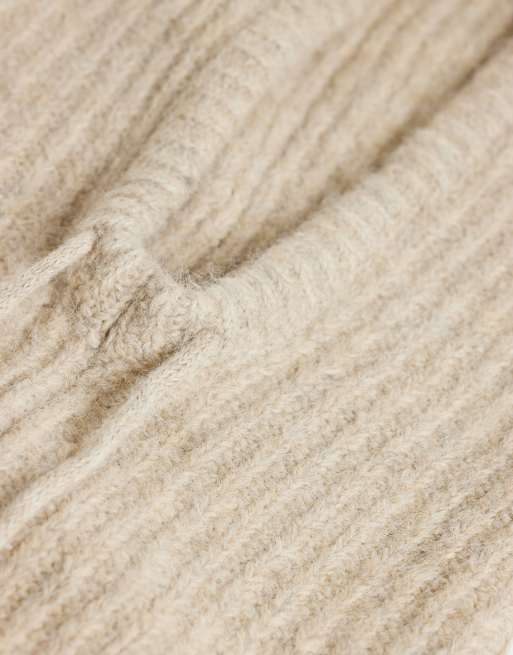 Vila passamontagna in maglia soffice beige mélange, 2 di 3