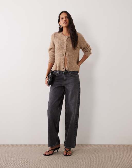 Vila peplum hem knitted cardigan in beige melange, 4 of 4