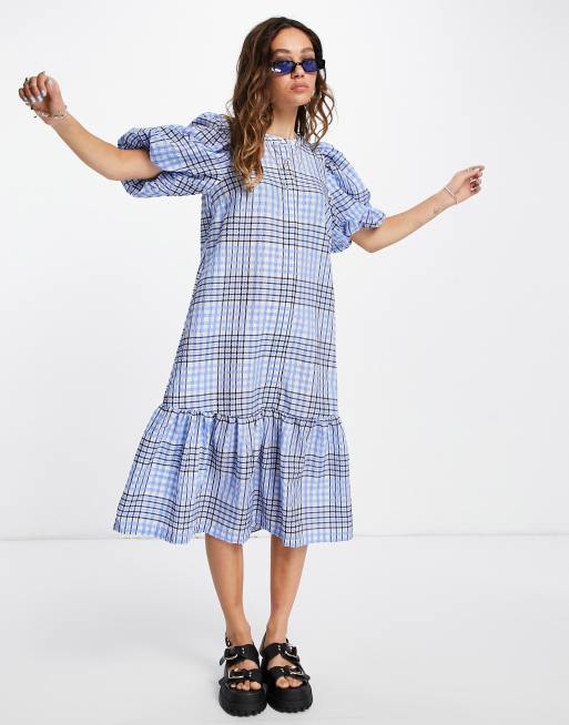 Blue check outlet dress zara