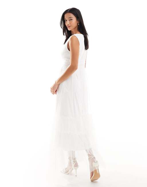 Petite long shop white dress