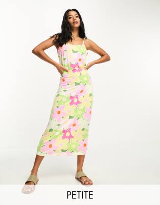 Vila Petite Cami Maxi Dress In Garden Retro Floral-multi