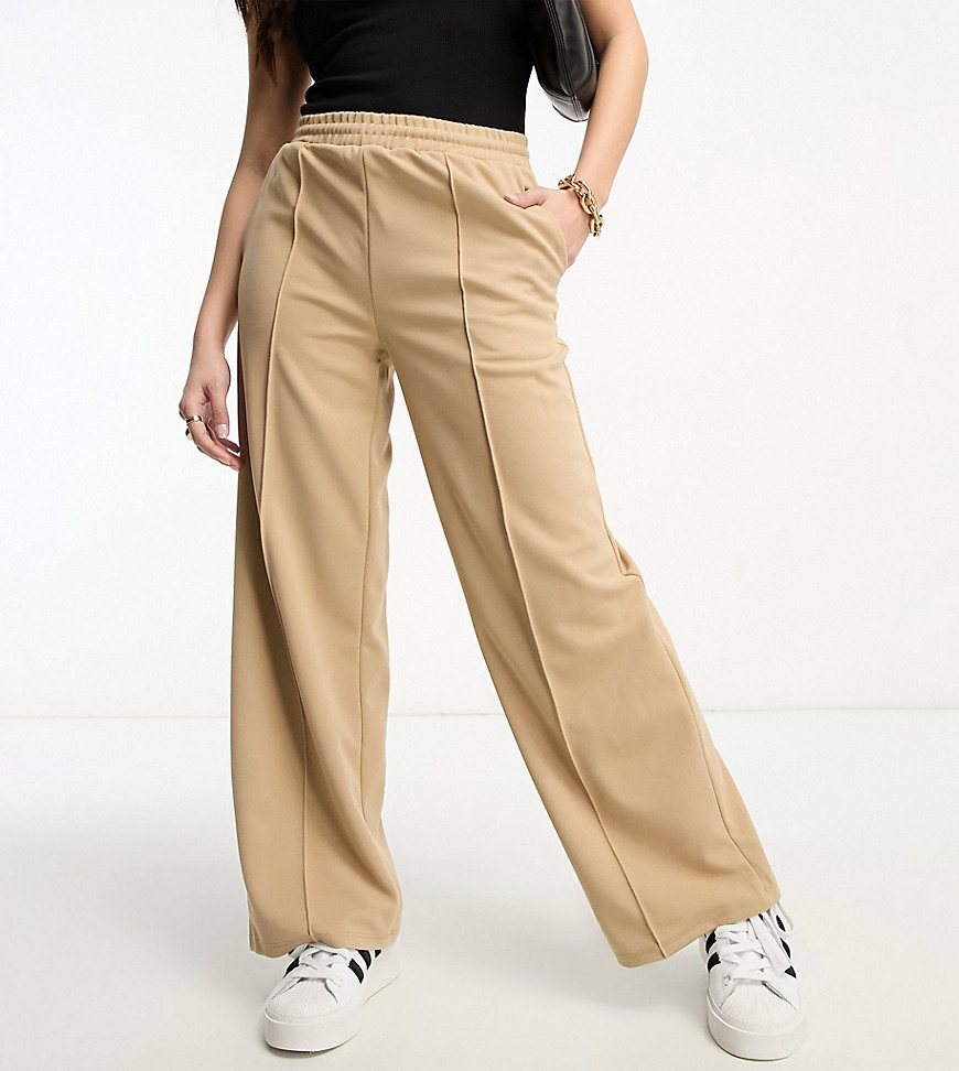 casual wide leg pants with tie waist in camel-Neutral