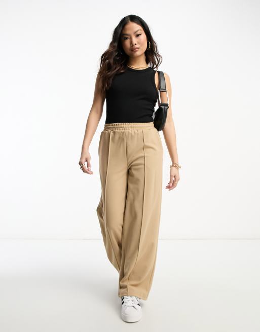 NaaNaa high waisted ankle tie trousers in camel