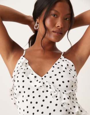 VILA Petite corsage and ruffle detail maxi slip dress in