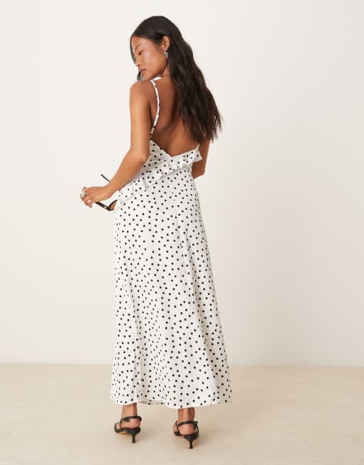 VILA Petite corsage and ruffle detail maxi slip dress in