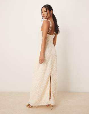 Vila Petite Cowl Neck Textured Cami Maxi Dress In White